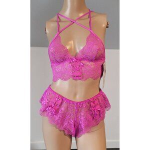 Sexy Purple-Women-Party Lace Babydoll-Teddy Top and Shorts Small STM-212841